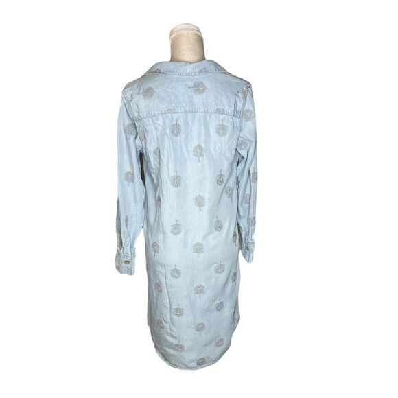 Soft Surroundings Tencel Peacock Feather Embroidered Chambray Shirt Dress - Picture 3 of 14